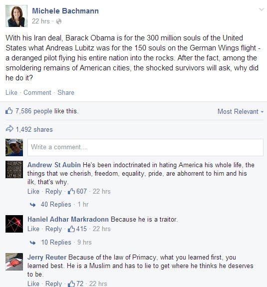 Bachmann compares Obama to Germanwings pilot