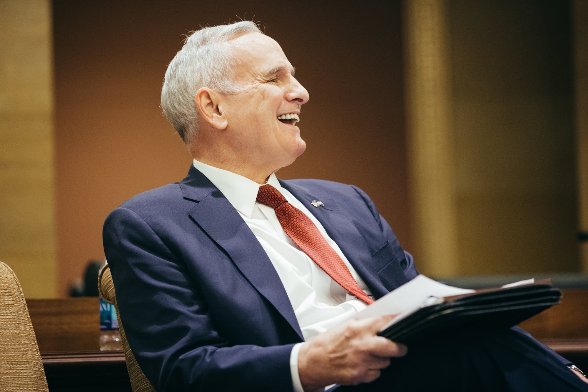 Gov. Dayton before a budget press conference in Jan.