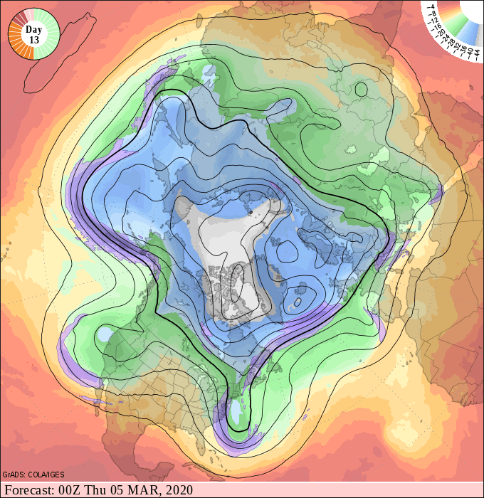Upper air forecast map for 6 pm March 4