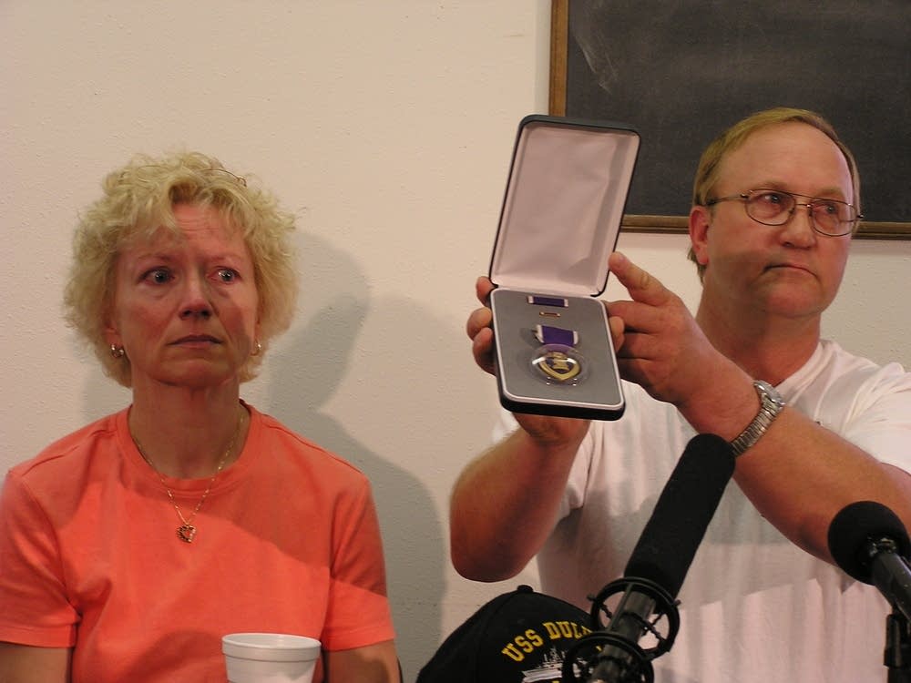 Posivio's parents with Purple Heart