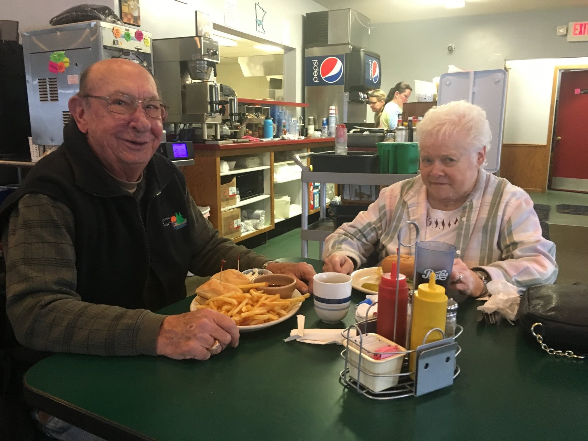 Ron and Val Osladil eat lunch at Crazy Mary's Cafe