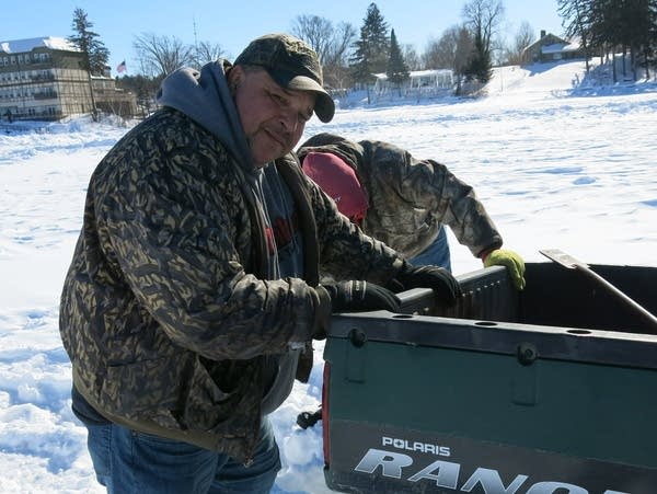 Jack Shriver has five ice houses, stranded on Leech Lake