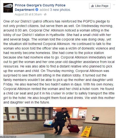 Cop  buys food, shelter for victim of domestic abuse