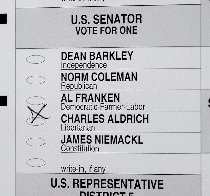 A ballot challenged by the Coleman campaign