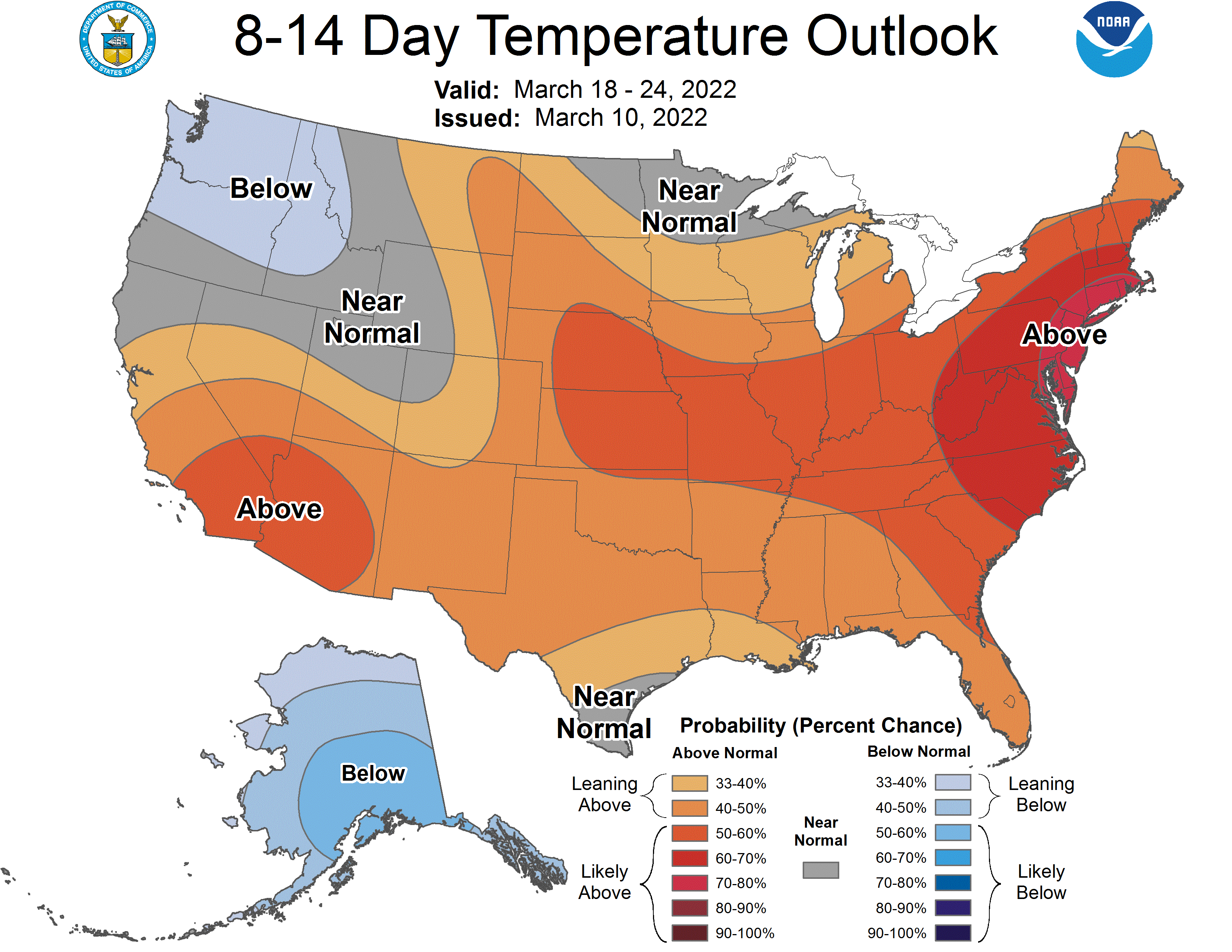 NOAA 8 to 14-day temperature outlook