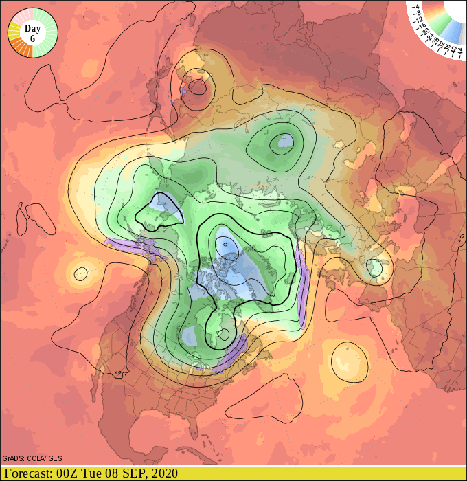 Upper air forecast map for 7 pm September 7