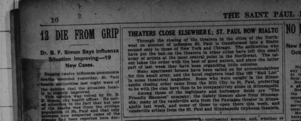 Flu headline, 1918