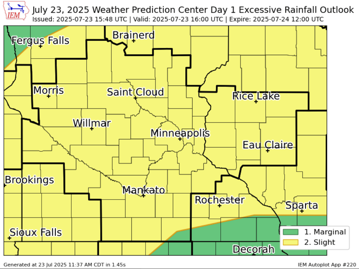 Flash flood risk expanding for much of Minnesota including the Twin Cities
