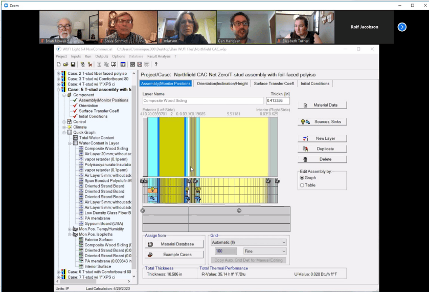 Screenshot of a Zoom video call with several people looking at a database.