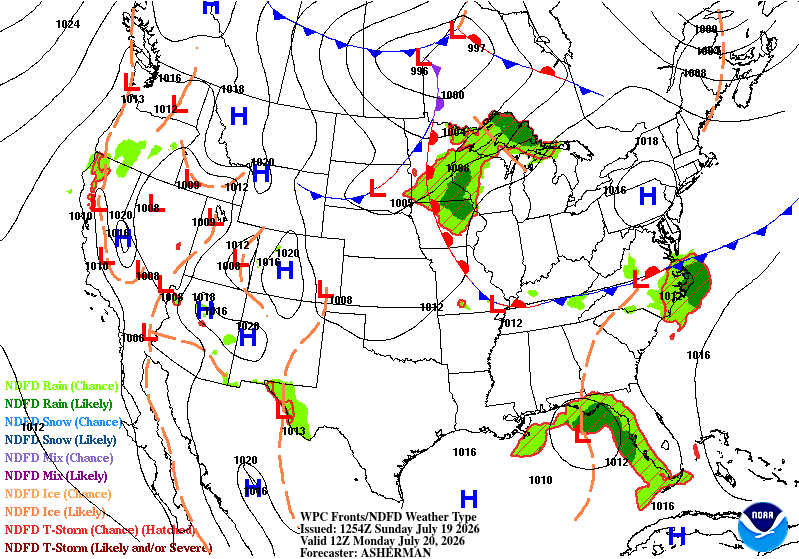 Surface analysis for Monday