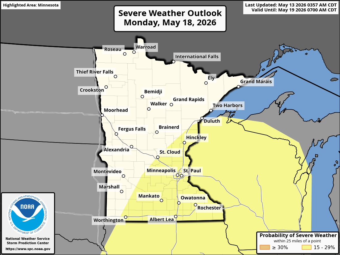 Slight risk for Monday