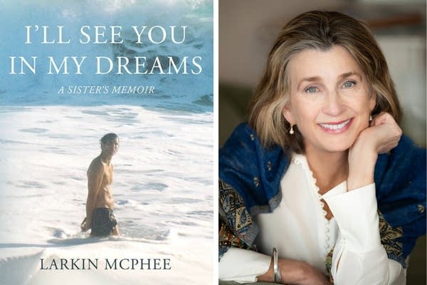 A side by side with an author and the book cover for "I'll See You In My Dreams."