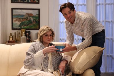 Two actors perform a scene in a comedy sketch