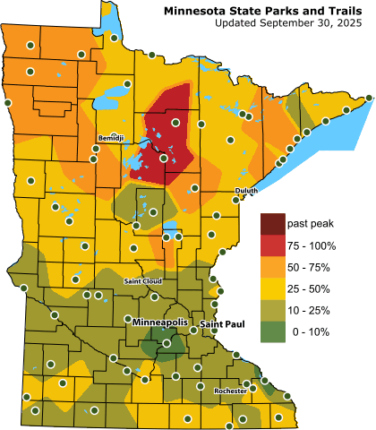 Fall color peaking now in parts of northern Minnesota