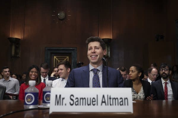 Sam Altman, CEO of OpenAI, which makes ChatGPT, testifies before a Senate panel in May. Artificial intelligence may reduce employment in the legal field and disrupt how practitioners verify facts. 