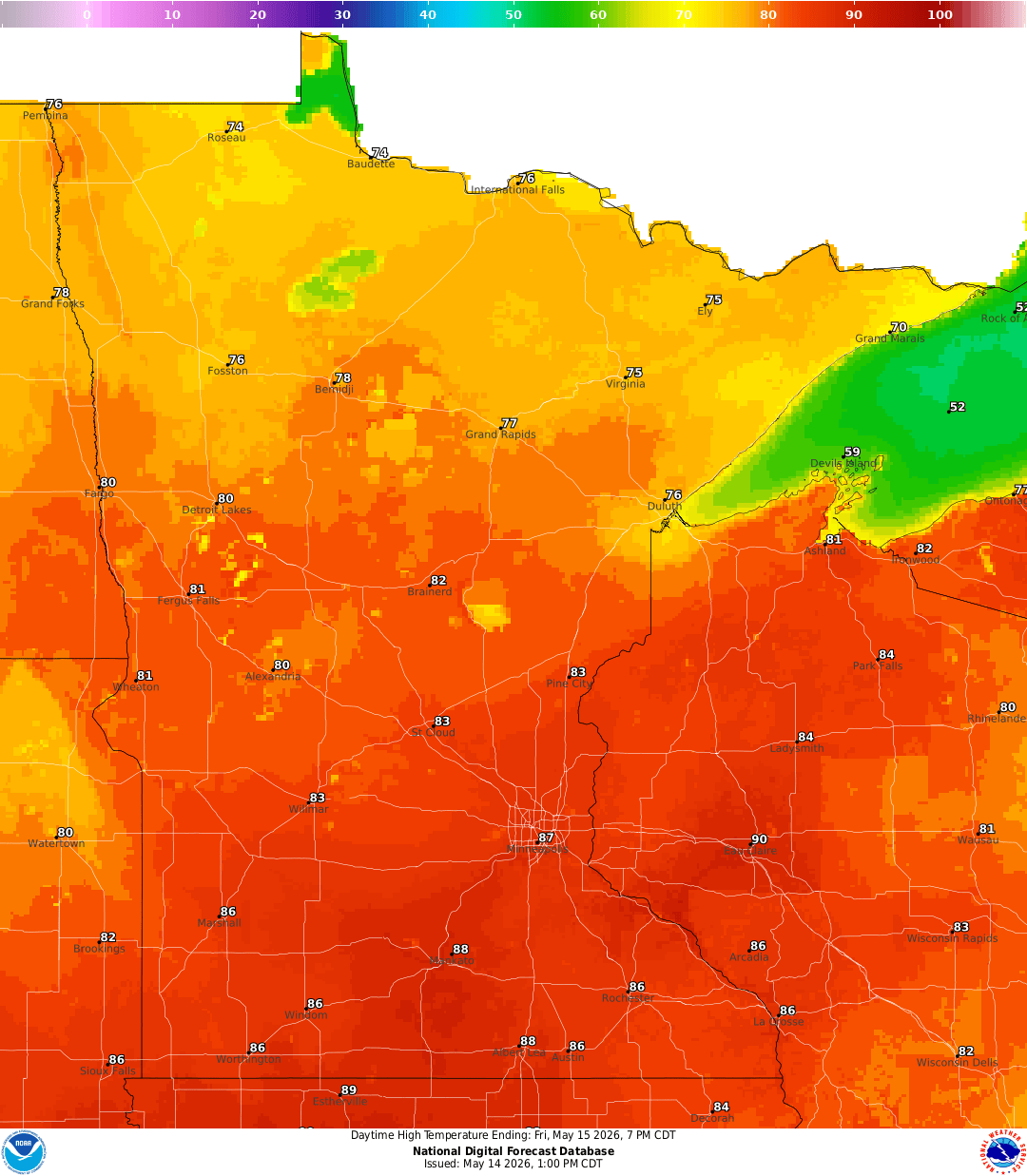Highs for Friday