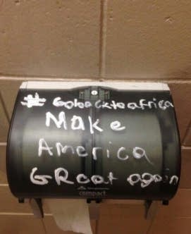 Racist messages scrawled in bathroom at Maple Grove school