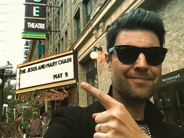Jake Rudh outside the Palace Theatre before the Jesus and Mary Chain show on May 9.