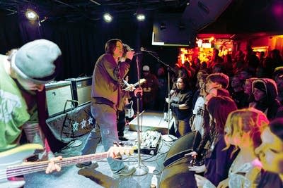 A band performing onstage