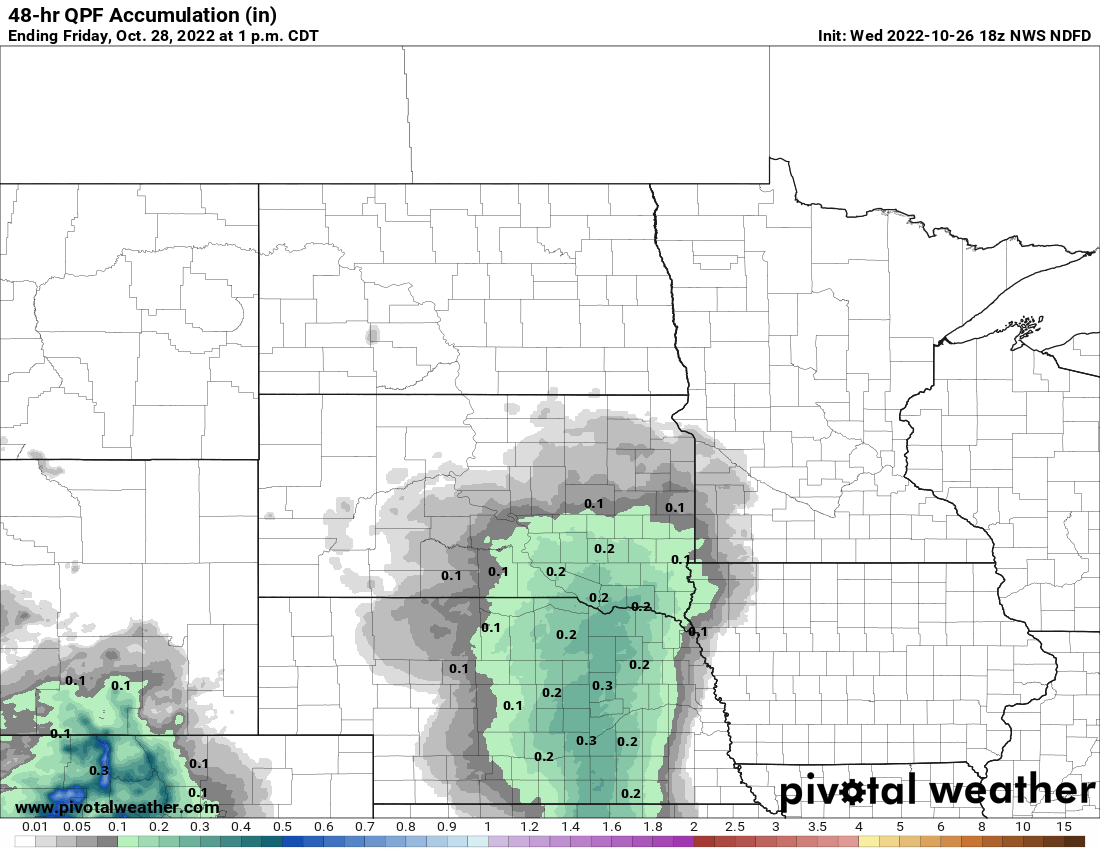 More clouds with a few showers Thursday then warming up