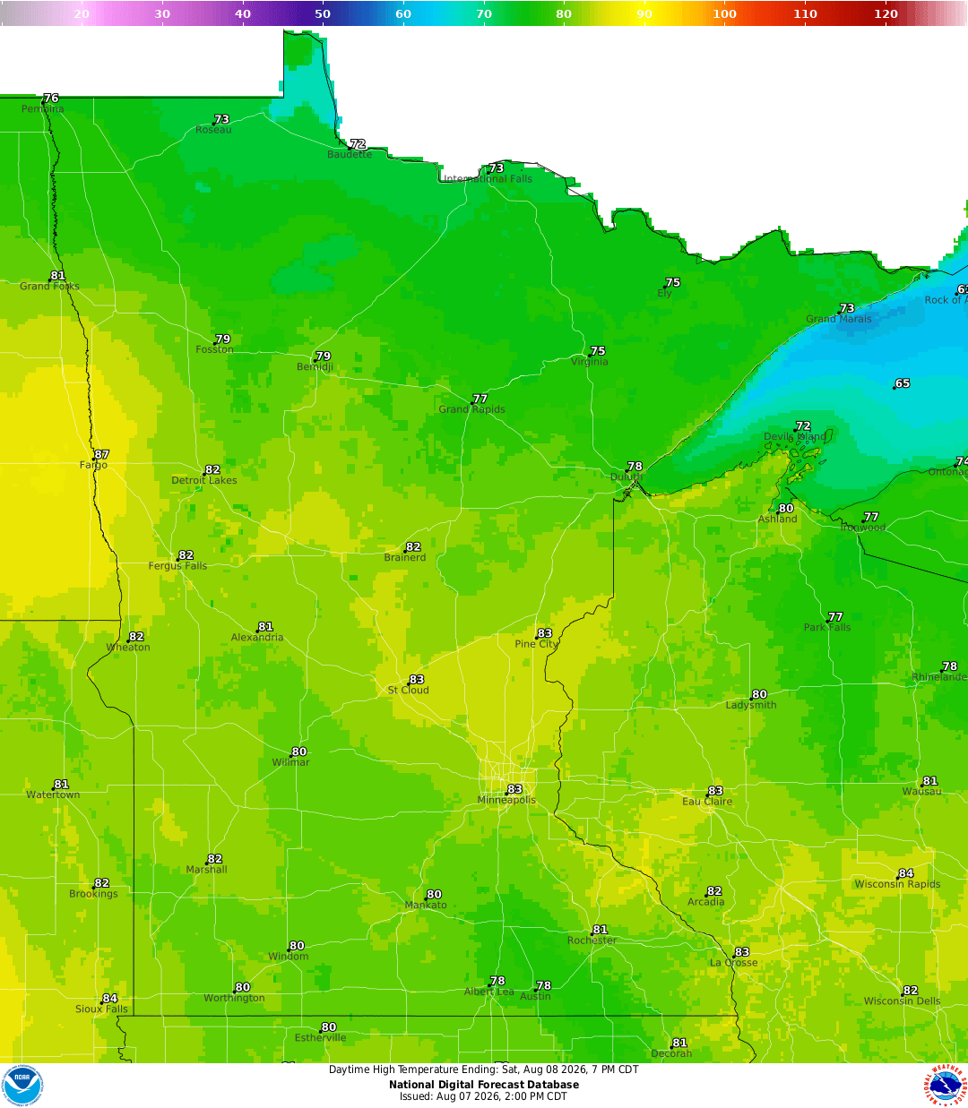 Highs for Saturday