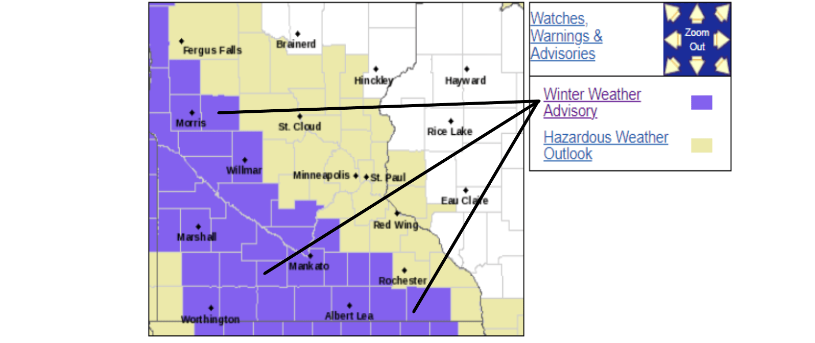 Winter weather advisory into Sunday night