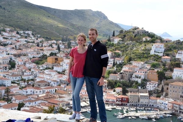 Two people pose for a photo