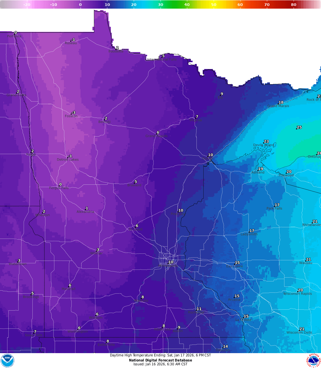 Highs for Saturday