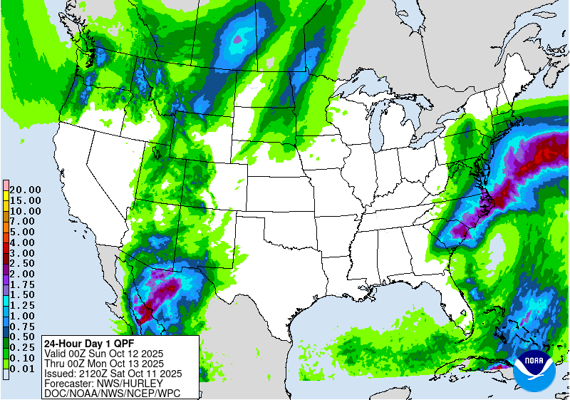 Quantitative precipitation forecast through Sunday night