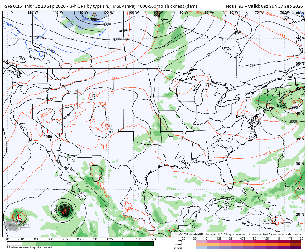 Tropical moisture just south