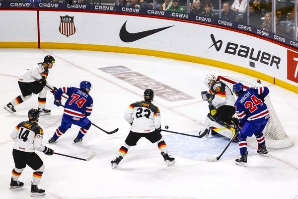 Germany and the United States play in a preliminary game