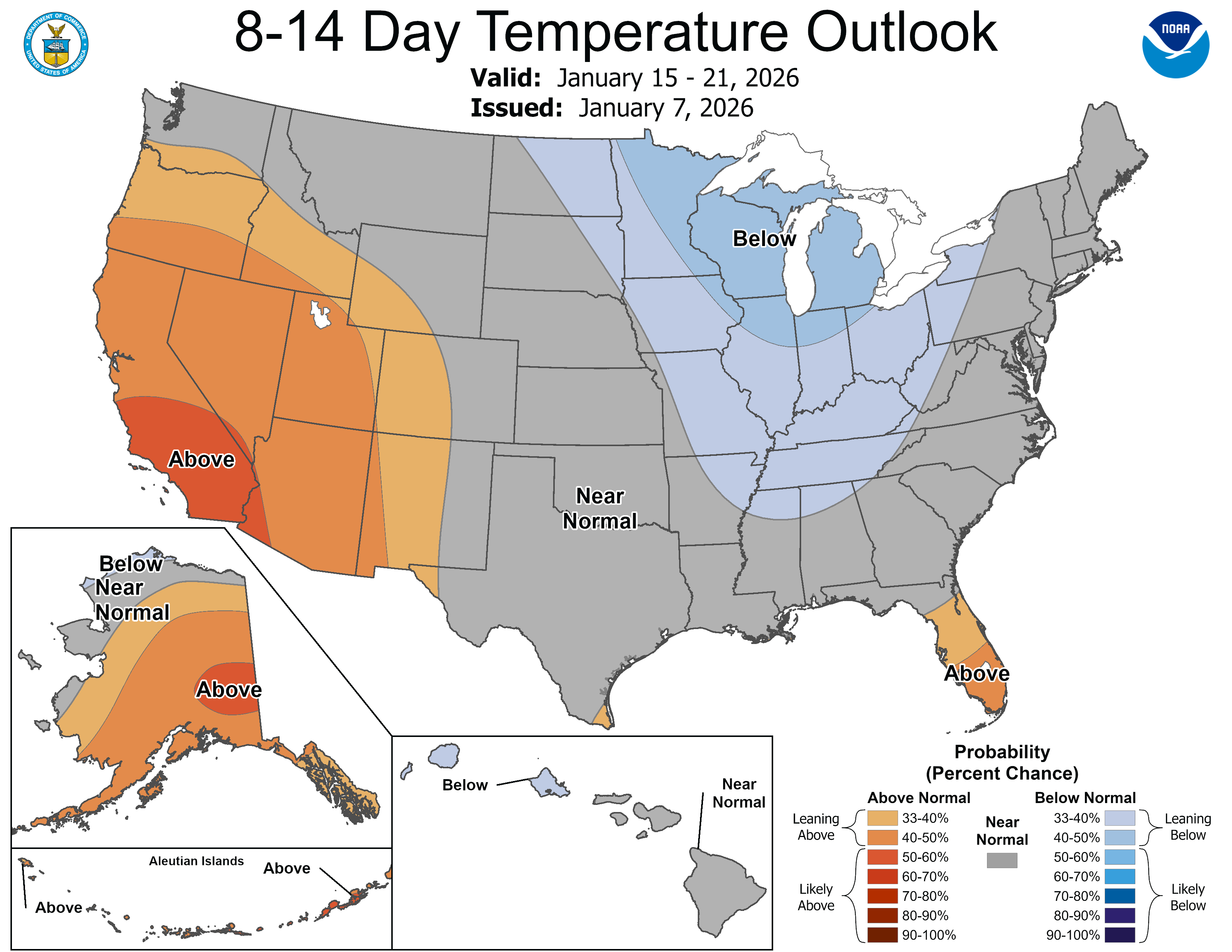 NOAA 8 to 14-day temperature outlook