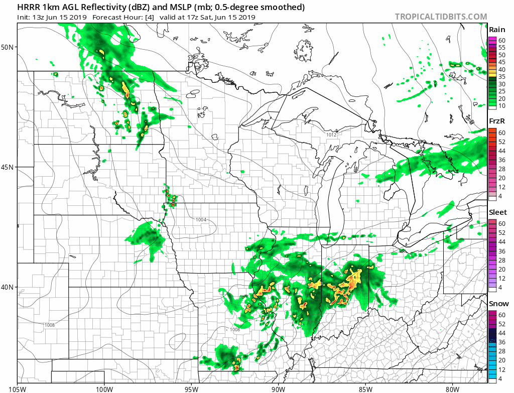 Shower/t-storm chances Saturday and Saturday night; AM shower chance on Sunday