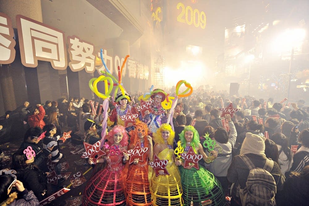 Revellers in Hong Kong celebrate the new year