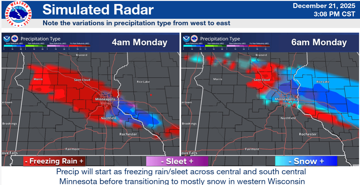 Wintry mix possible through Monday morning 