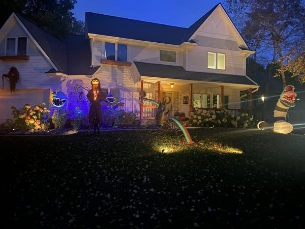 A house decorated with Beetlejuice decorations 