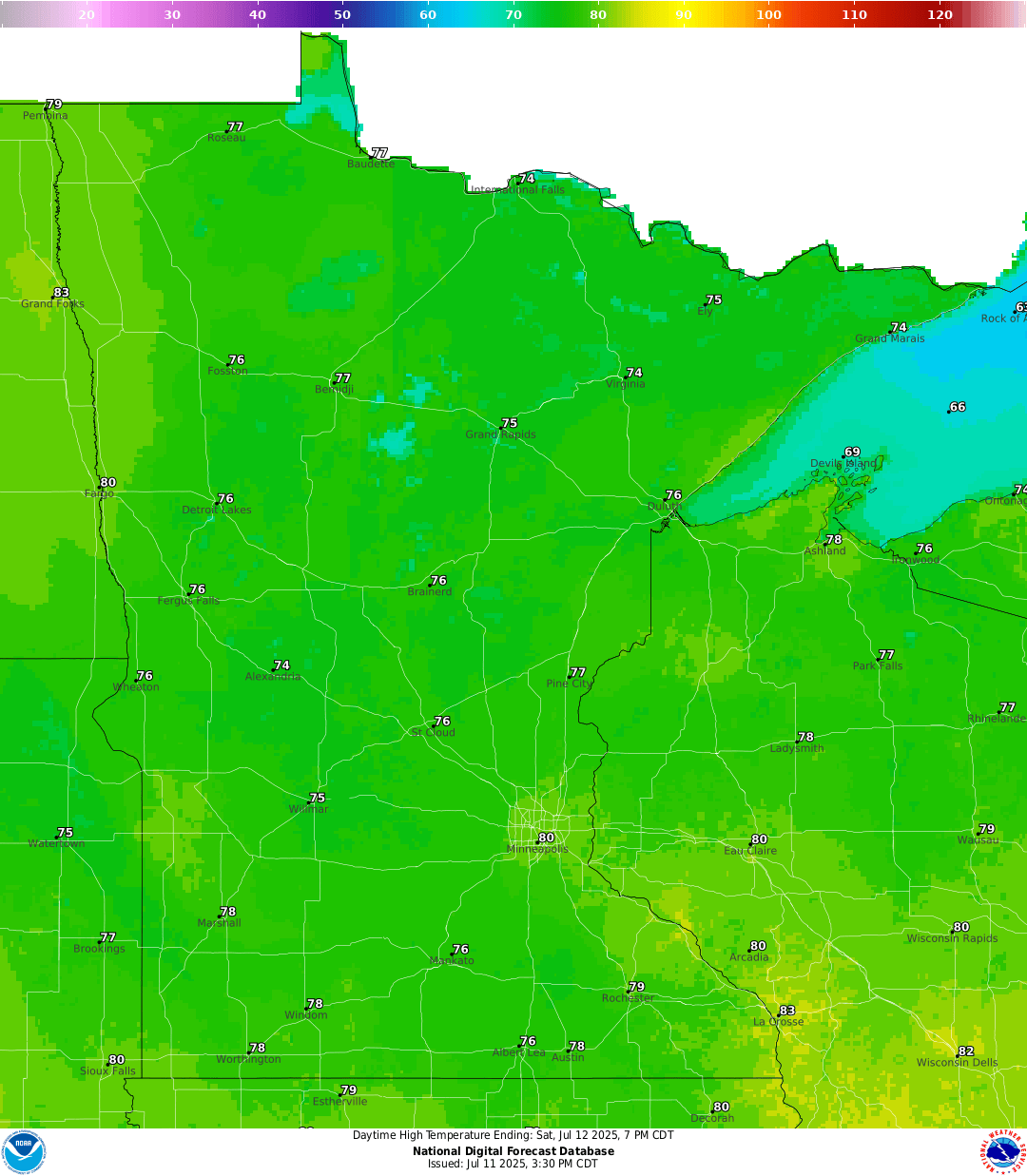 forecasted weather saturday