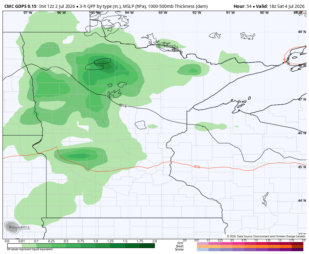 Saturday showers