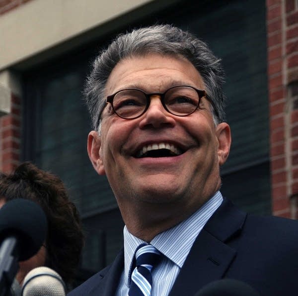 Franken holds a press conference outside his home