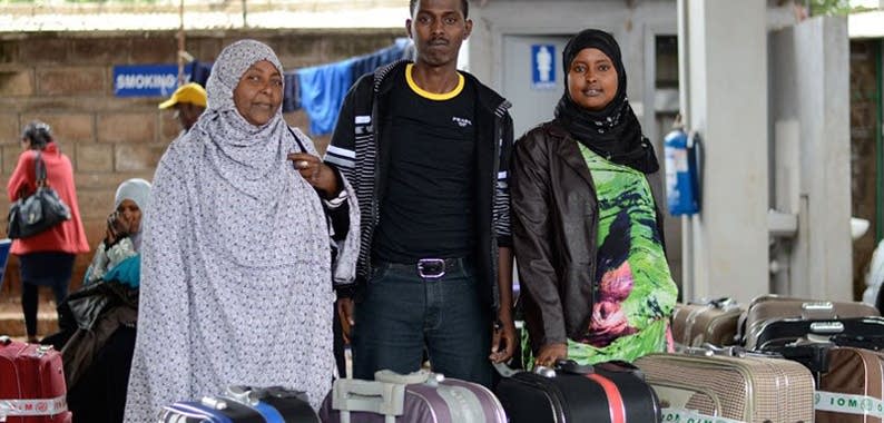 Refugees arriving at the airport