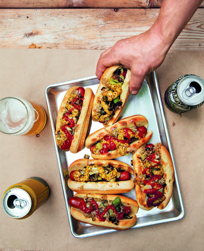 Fancy Hot Dogs with Fried Leeks and Sauerkraut