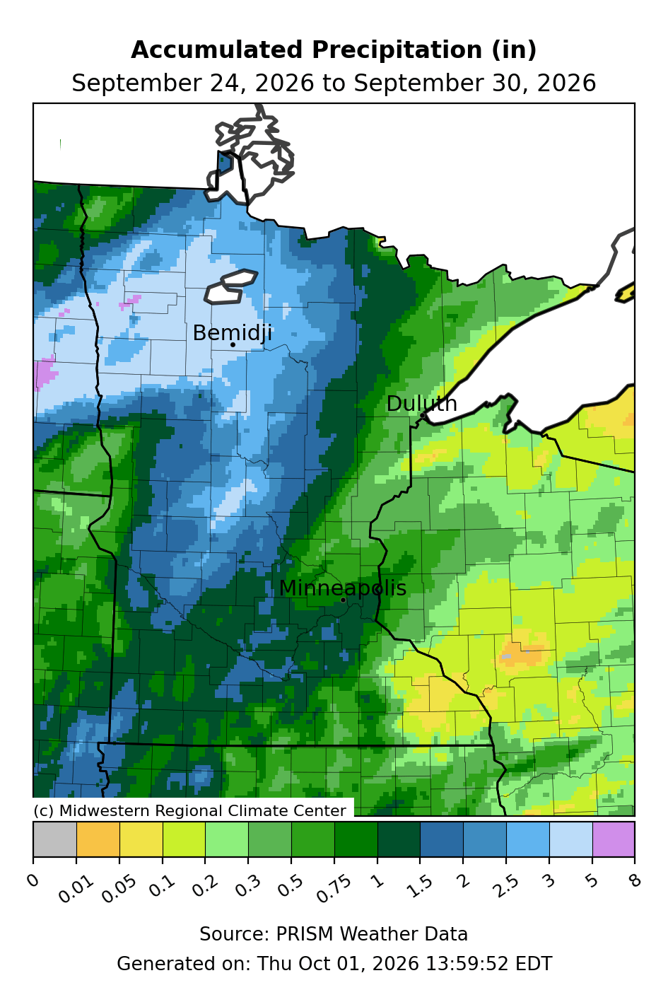 Accumulated precipitation- past 7 days