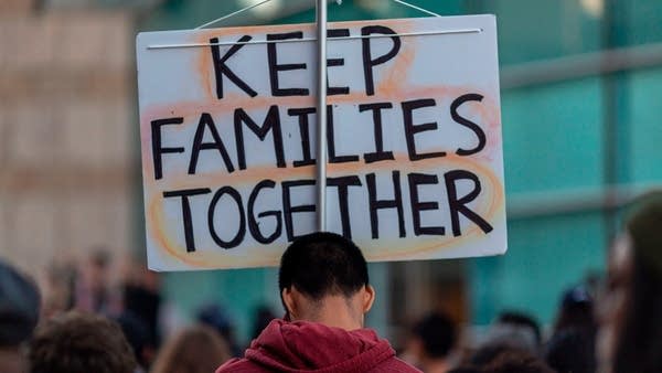 People rally in Little Tokyo to oppose a Trump administration plan to use Fort Sill Army base in Oklahoma as a detention center for immigrant children and other Customs Enforcement detainees outside the Japanese American National Museum, in Los Angeles, California on June 9, 2019.