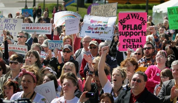 Crowd rallies at Capitol to oppose marriage amendment