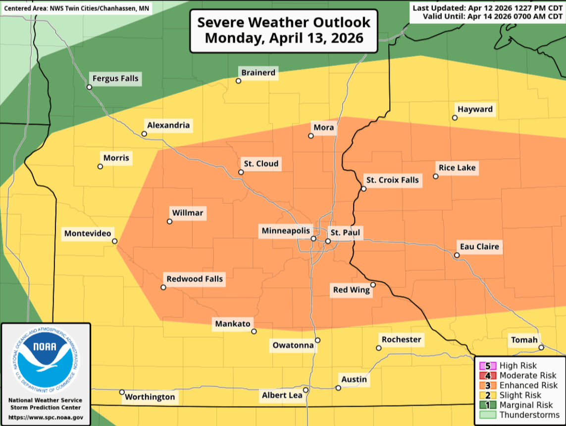 Severe weather risk for Monday