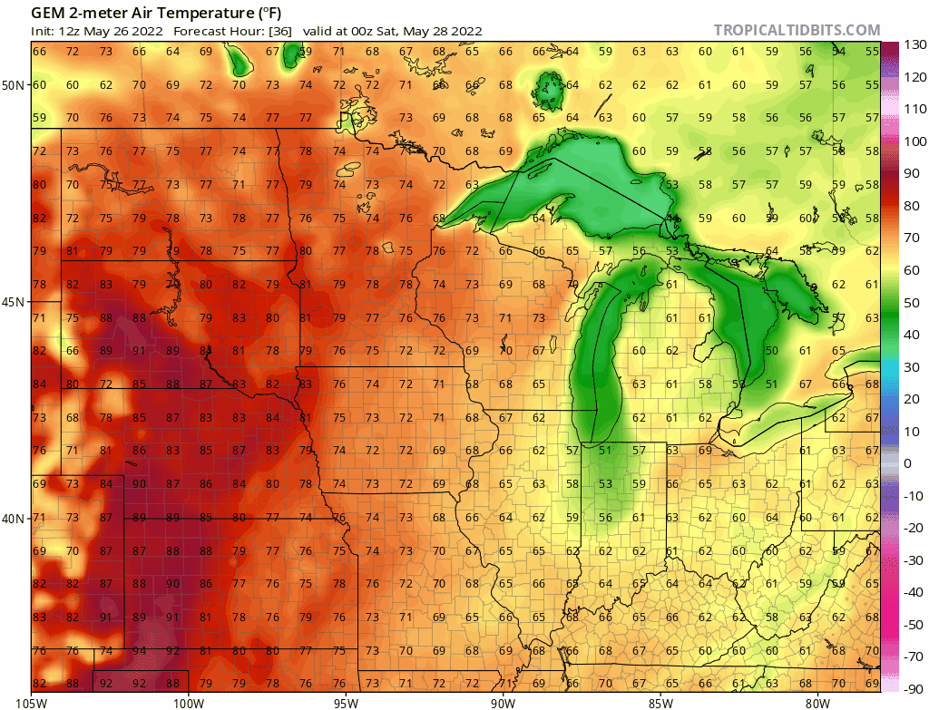 Canadian model temperature animation