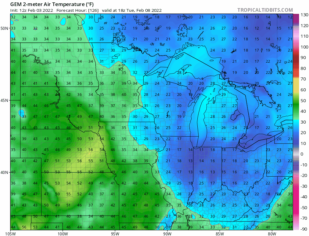 Canadian model temperature animation
