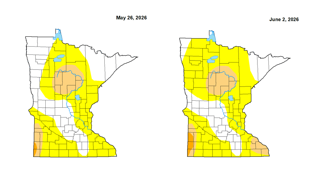 Drought comparison from last week to June 2
