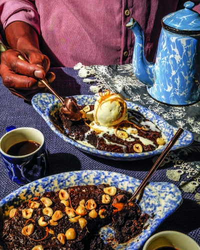 Olive Oil Brownie Pudding