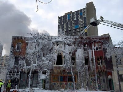 Ice-encrusted building